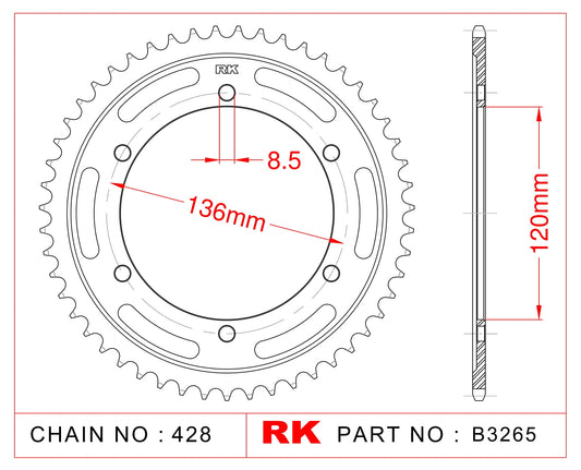Sprocket Rear RK-B3265-51 JTR1847 Afam 12313