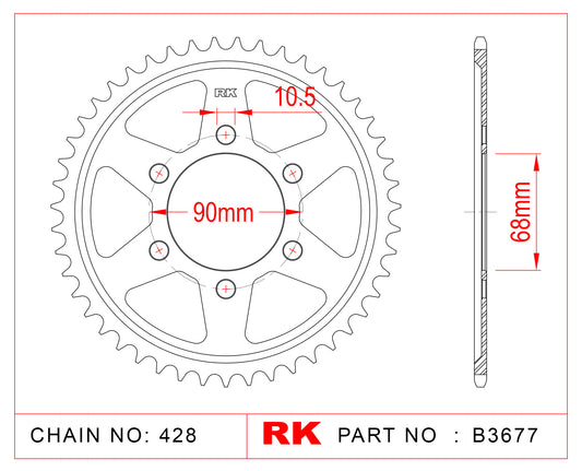 Sprocket Rear RK B3677-48 JTR 1222-48