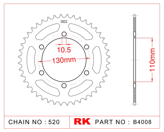 Sprocket Rear RK-B4008-38 JTR486 Afam 16500