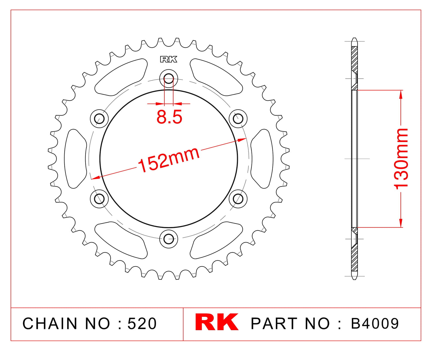 Sprocket Rear RK-B4009-46 JTR706 Afam 36400