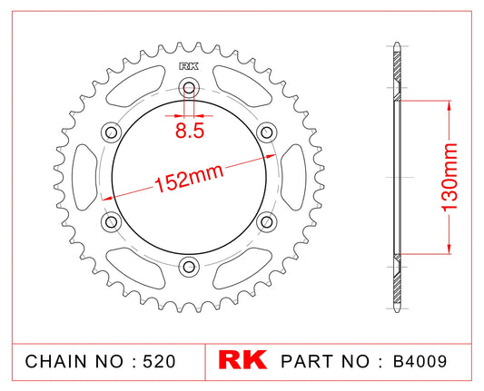 Sprocket Rear RK-B4009-46 JTR706 Afam 36400