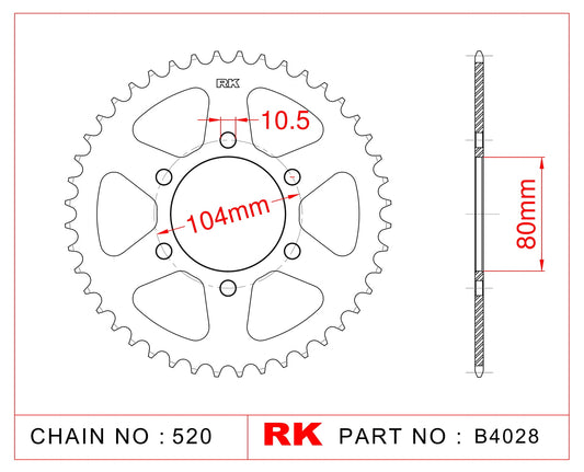 Sprocket Rear RK-B4028-45 JTR478 Afam 16403