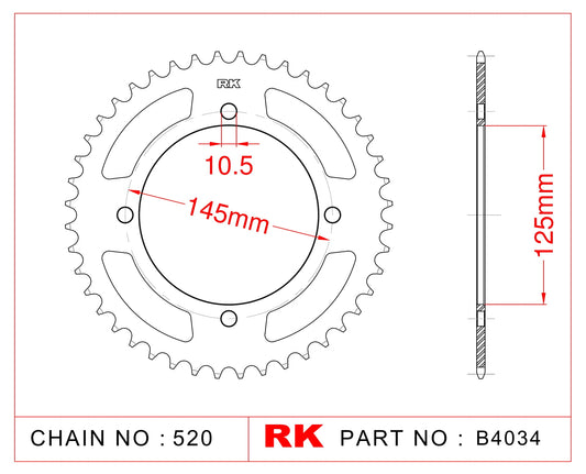 Sprocket Rear RK-B4034-40 JTR857 Afam 12505