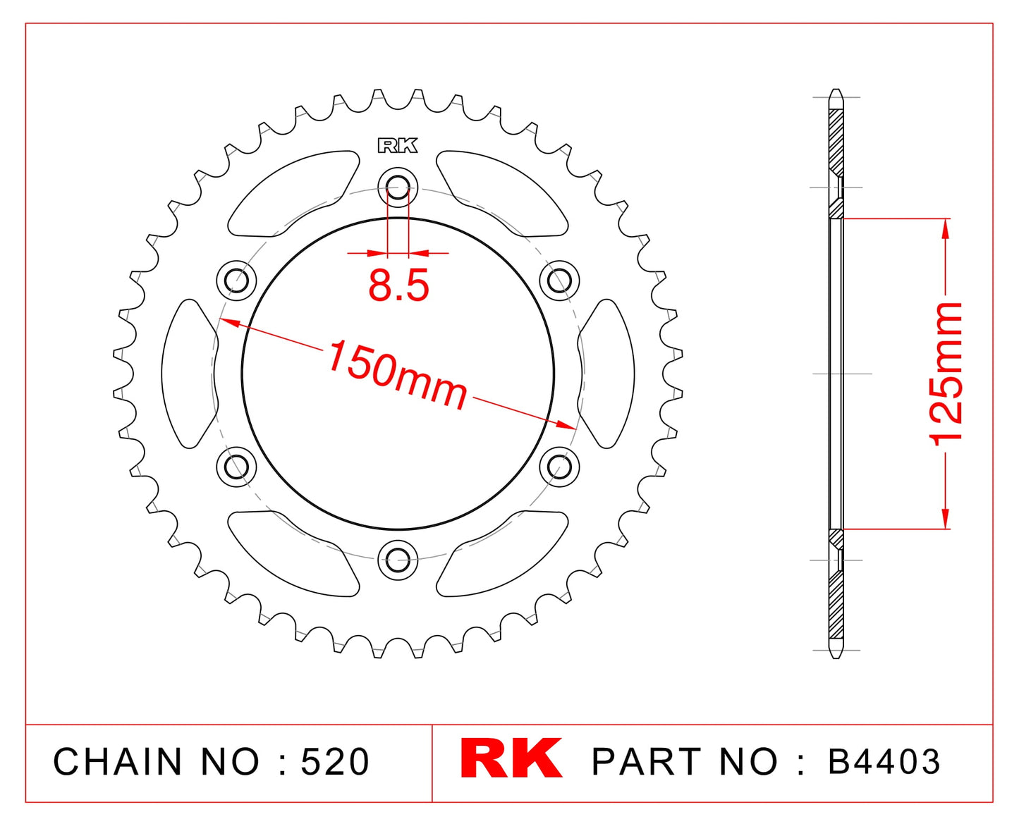 Sprocket Rear RK-B4403-42 JTR 897-42 Afam 71304