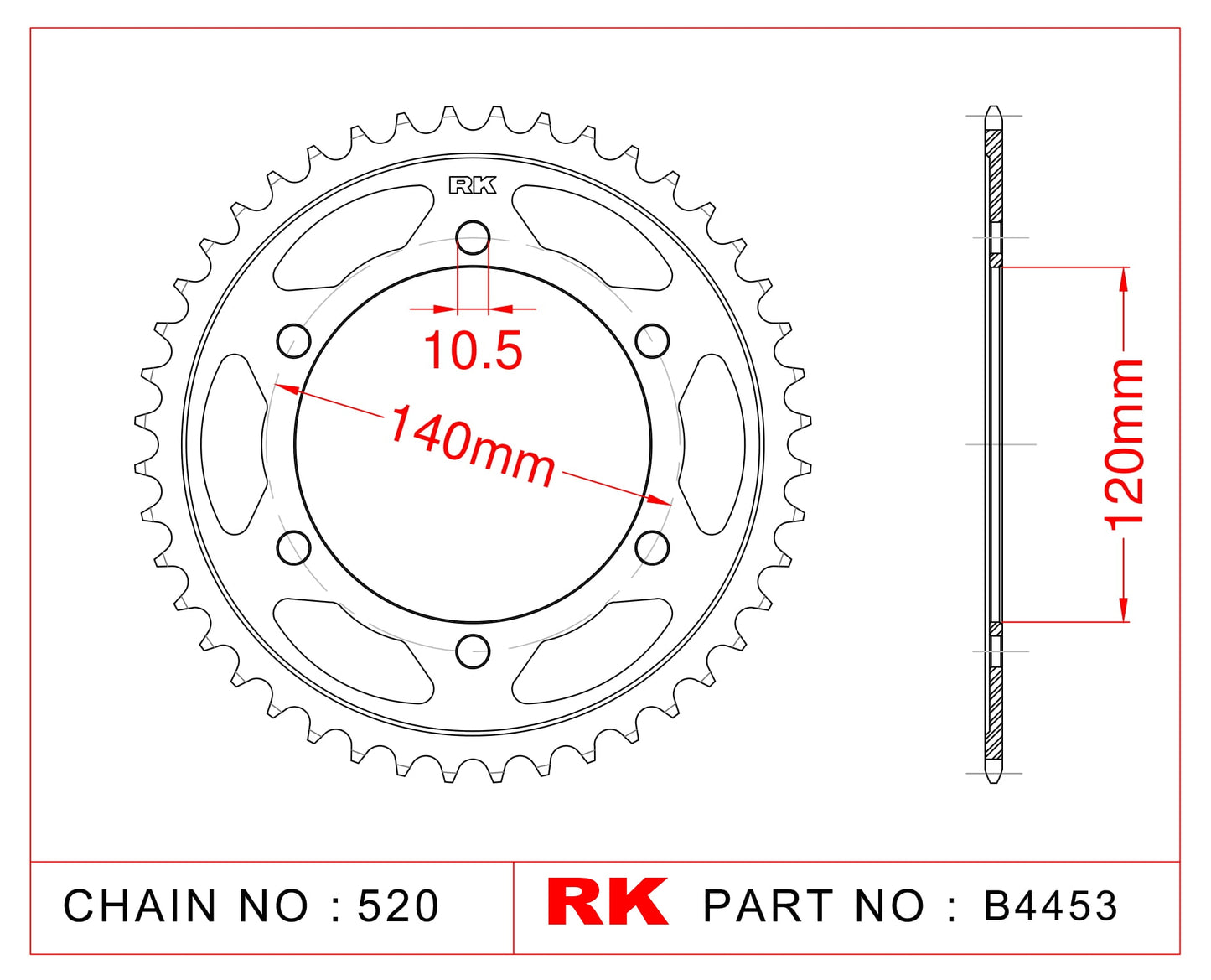 Sprocket Rear RK-B4453-37 JTR1490 Afam 16404