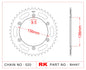 Sprocket Rear RK-B4467-44 JTR822 Afam 14206