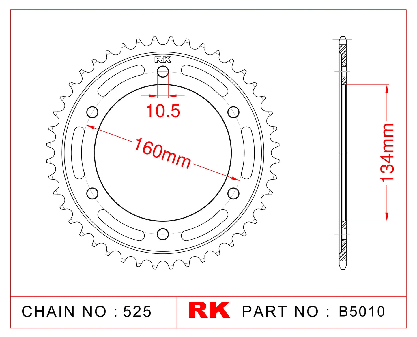 Sprocket Rear RK-B5010-45 JTR1307 Afam 10617
