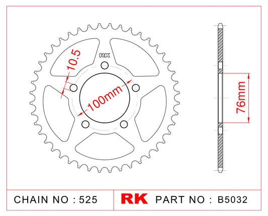 Sprocket Rear RK-B5032-42 525 pitch JTR15