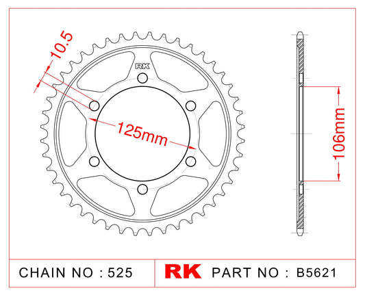 Sprocket Rear RK-B5621-50 JTR2014 Afam 86605
