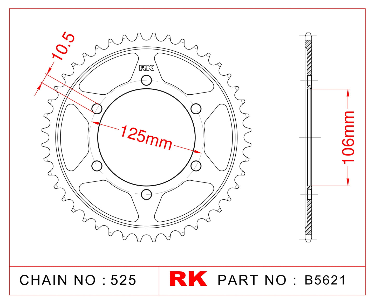 Sprocket Rear RK-B5621-47 JTR 2014-47 Afam 86605-47