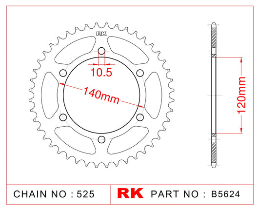Sprocket Rear RK-B5624-38 JTR498 Afam 16605