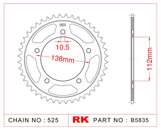 Sprocket Rear RK B5835-45 JTR 1877-45