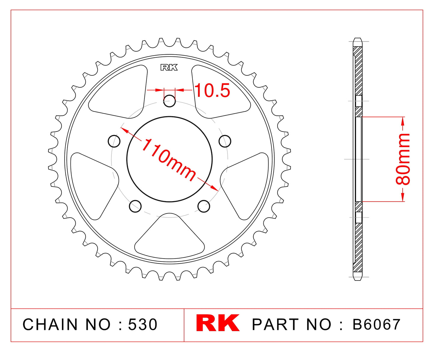 Sprocket Rear RK-B6067-46 will become B6600 JTR1334 Afam 10605