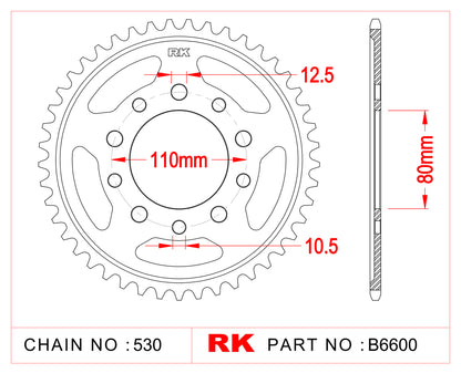 Sprocket Rear RK-B6600-42 JTR1334 Afam 10605 530 pitch