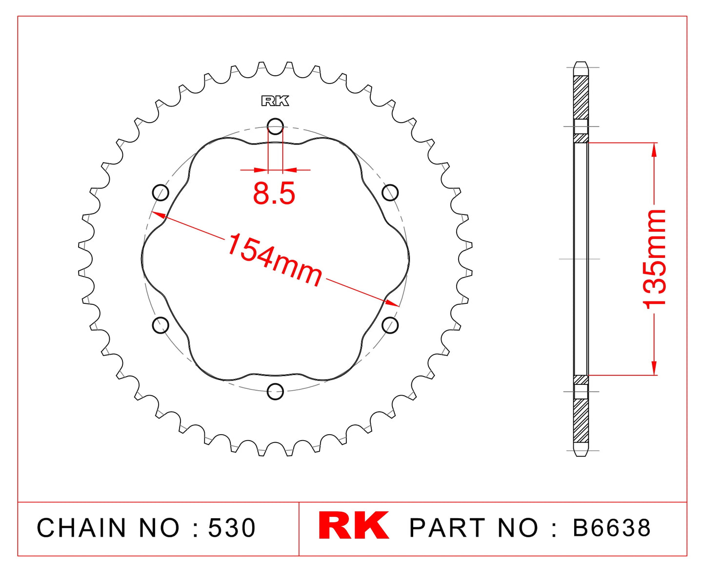 RK E0035 Quick-change sprocket mounting adaptor for Ducati Afam PCD3 B6638 B5638 A4512 525/530 pitch