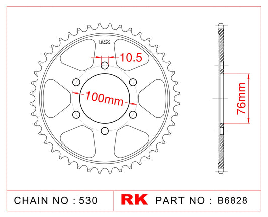 Sprocket Rear RK-B6828-52 JTR816 Afam 14902