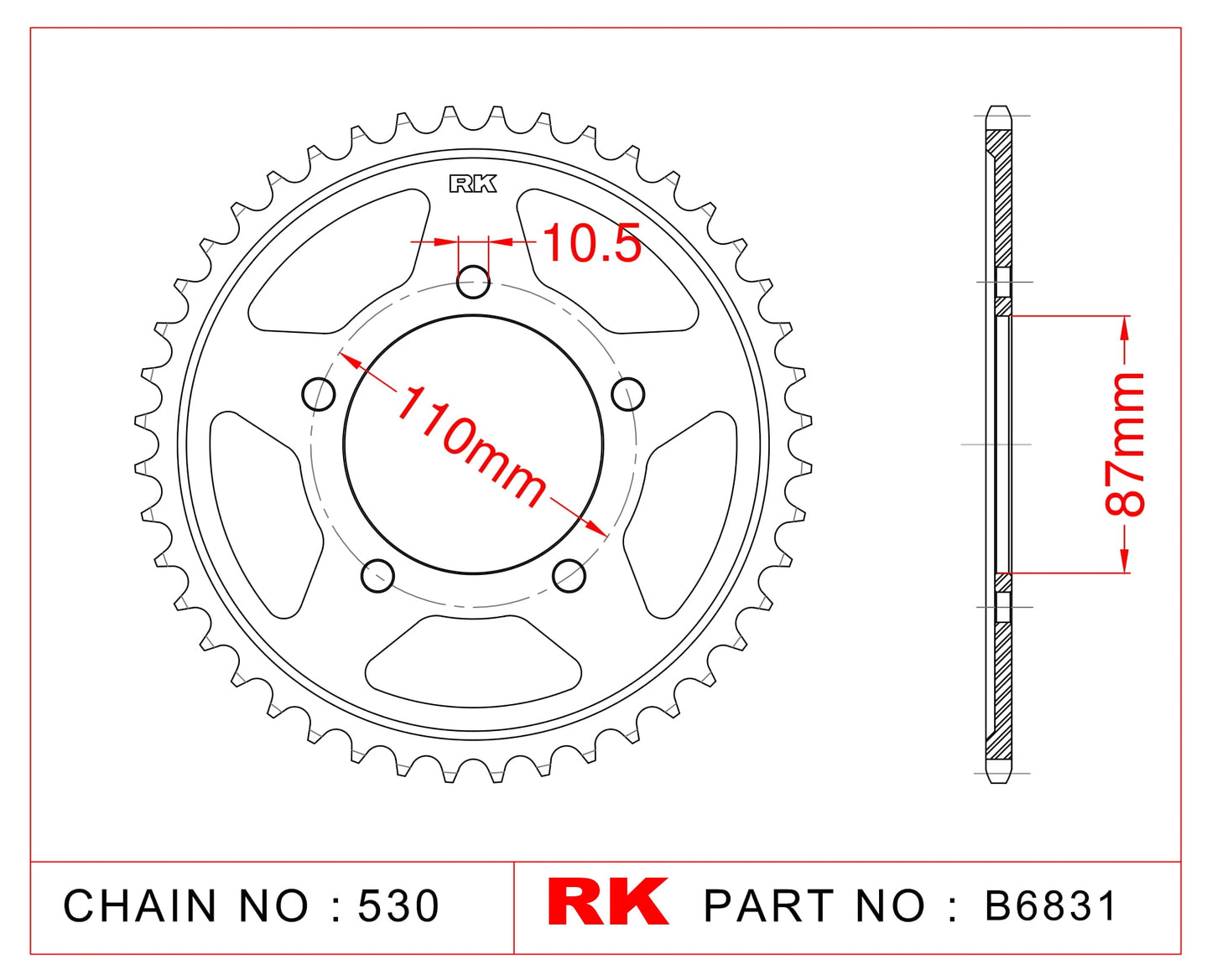 Sprocket Rear RK-B6831-47 (JTR 829 Afam 14601)
