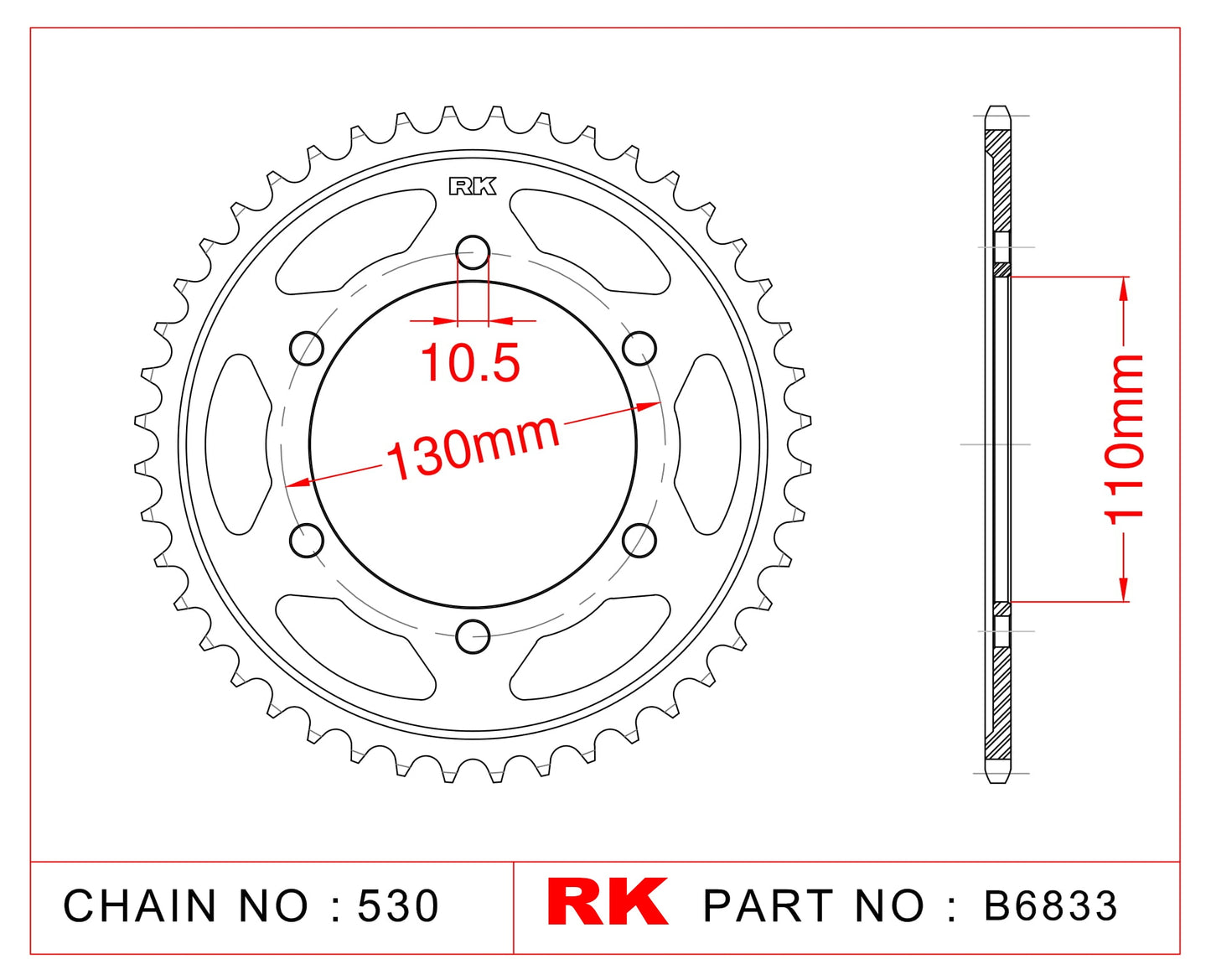 Sprocket Rear RK-B6833-45 JTR1479 Afam 16502 JTR 479
