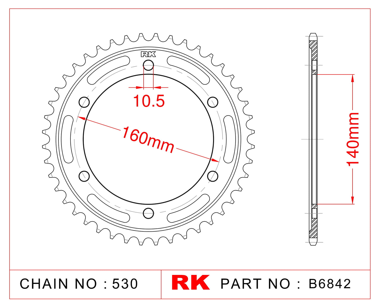 Sprocket Rear RK-B6842-44 JTR502 Afam 16701