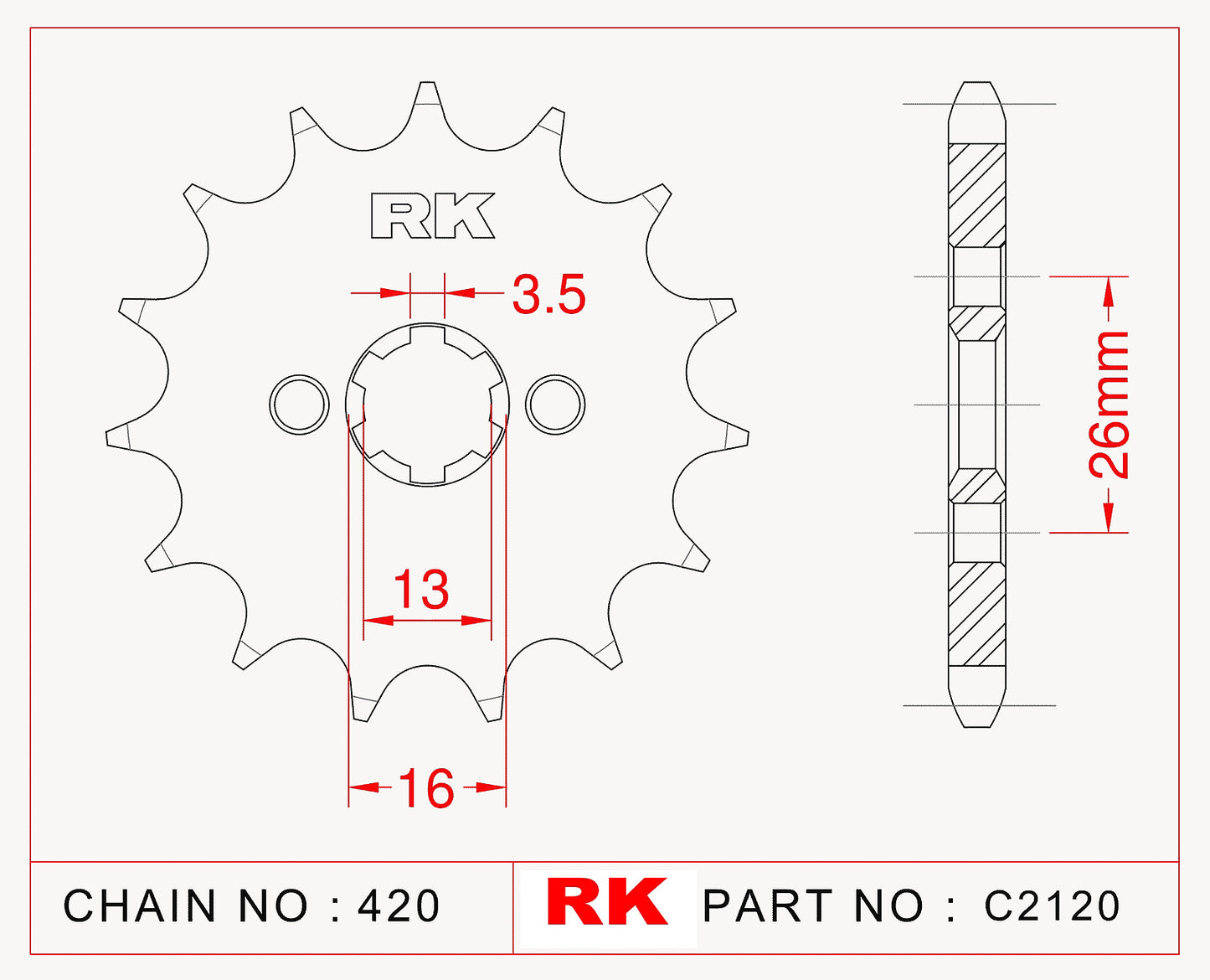 Sprocket Front RK-C2120-12 JTF563 AFAM 27100-12