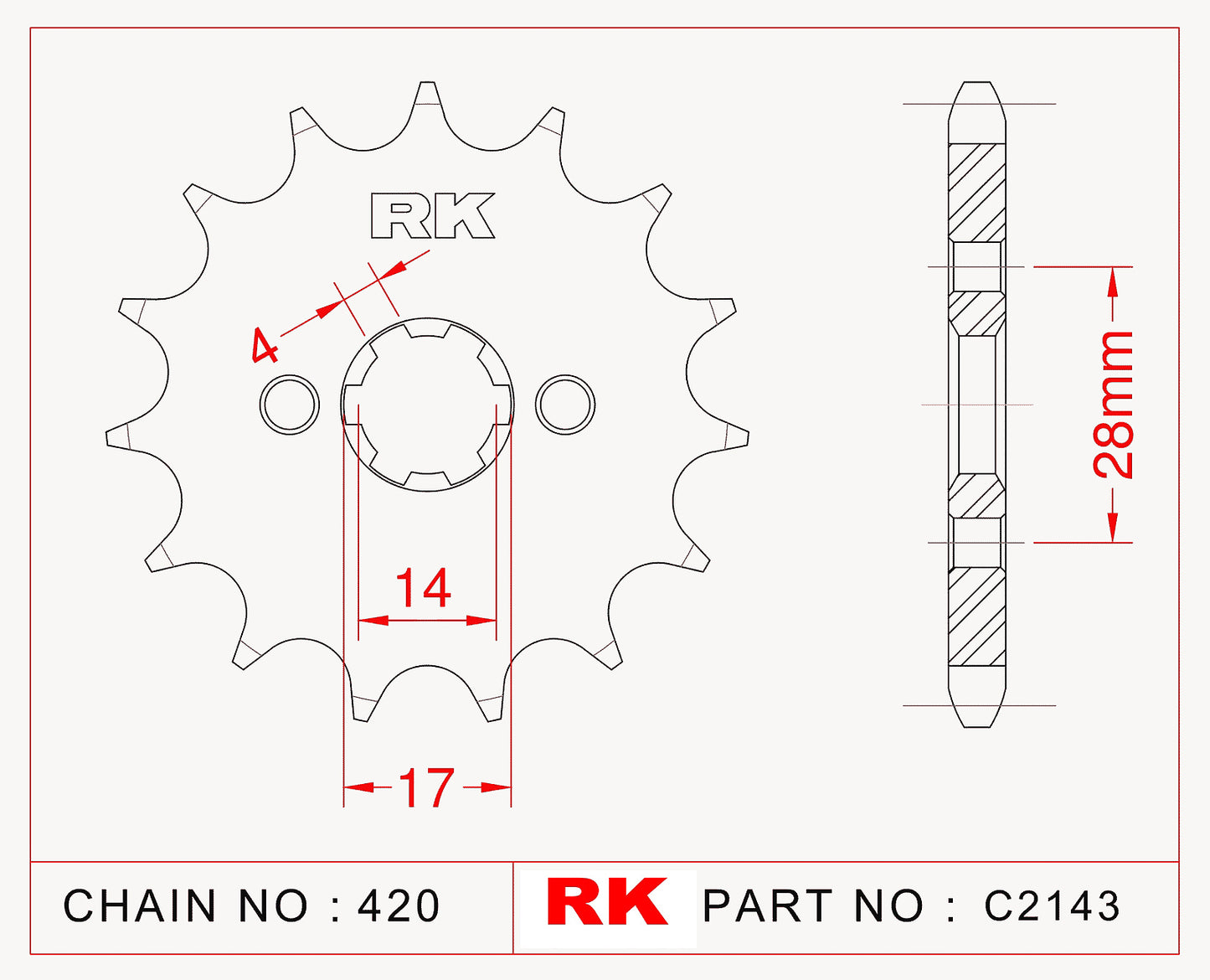 Sprocket Front RK-C2143-13 JTF1129 Afam 49101