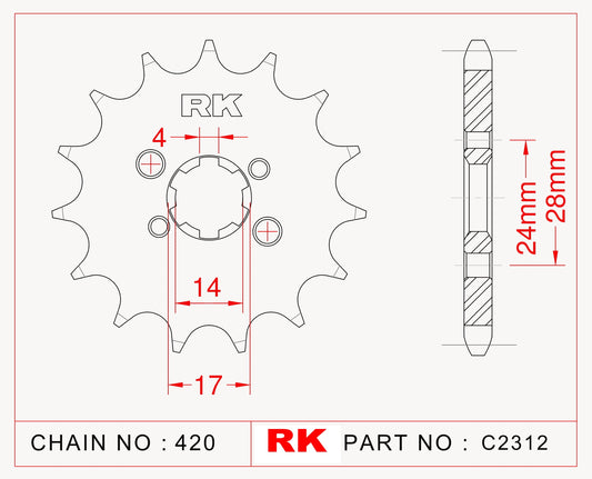 Sprocket Front RK-C2312-11 JTF 1128 Afam 49102 420 pitch