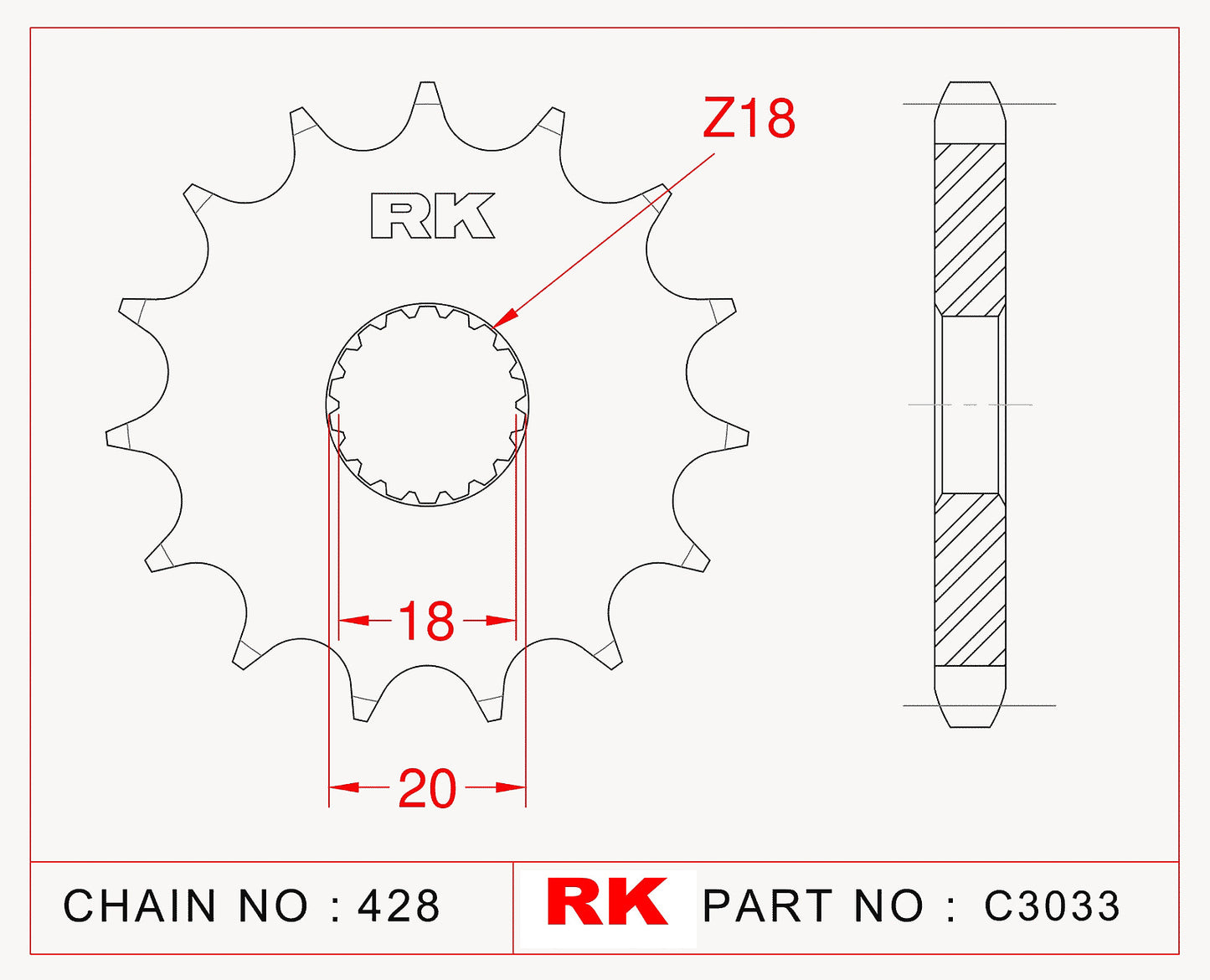Sprocket Front RK-C3033-14 JTF426 Afam 22200