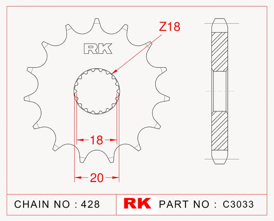 Sprocket Front RK-C3033-14 JTF426 Afam 22200