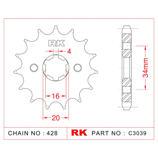 Sprocket Front RK-C3039-14 JTF1263 Afam 21200