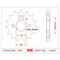 Sprocket Front RK-C3454-14 JTF1559.14 Afam 21209 5mm threads