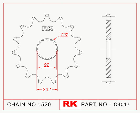 Sprocket Front RK-C4017-16 JTF394 Afam 61201