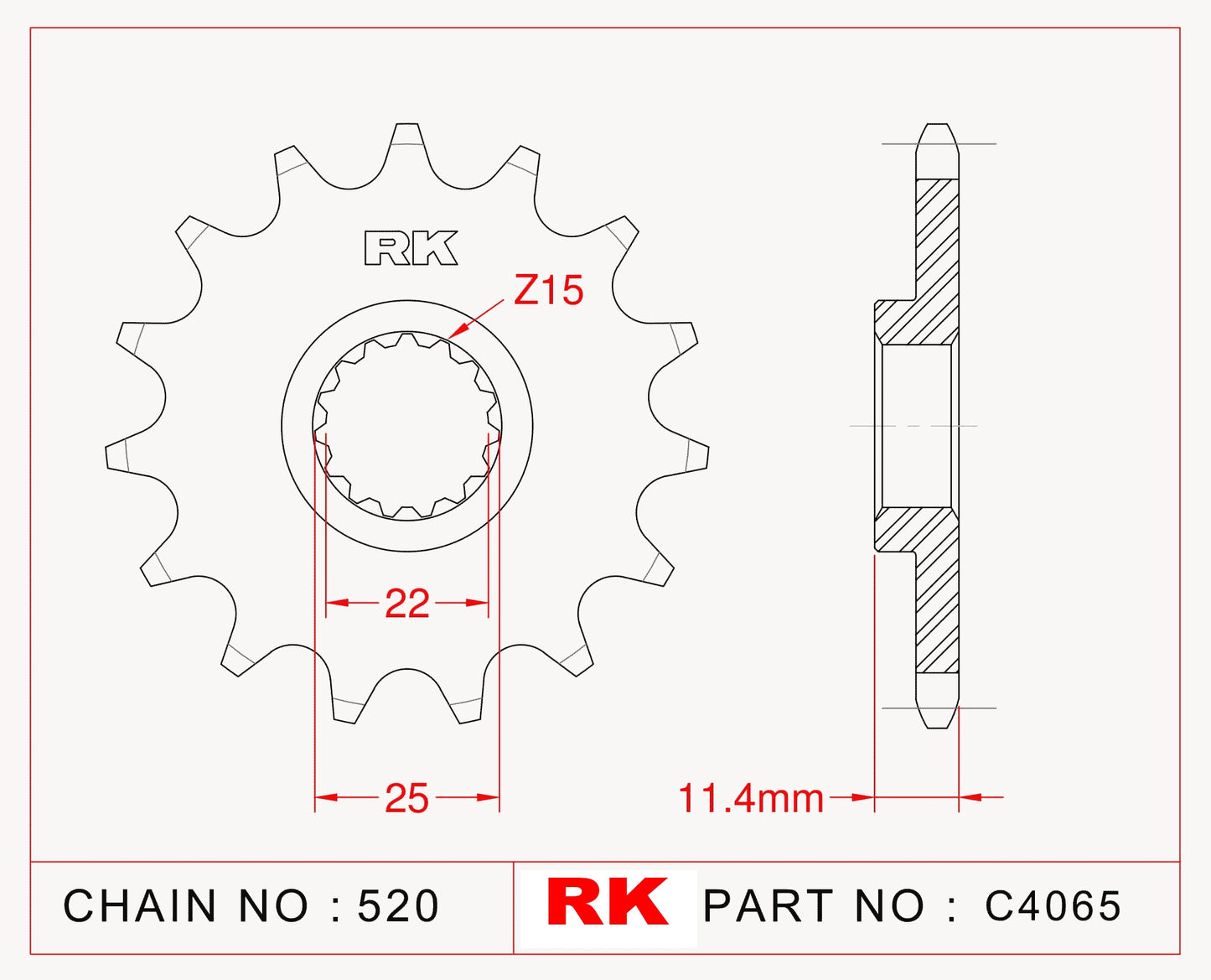 Sprocket Front RK-C4065-17 JTF1902 Afam 73303 JTF1902