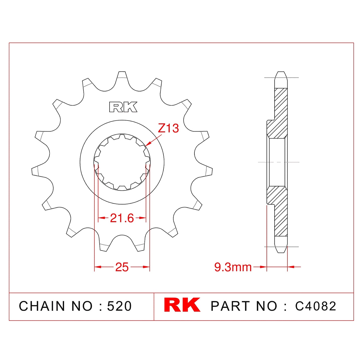 Sprocket Front RK-C4082-14 JTF1539 Afam 24502