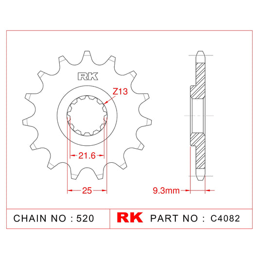 Sprocket Front RK-C4082-14 JTF1539 Afam 24502