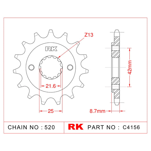 Sprocket Front RK-C4156-16 JTF512 Afam 24501