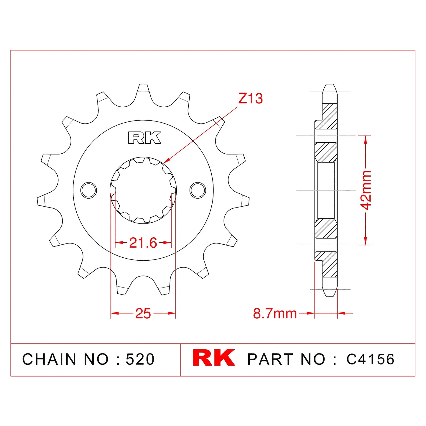 Sprocket Front RK-C4156-17 JTF512 Afam 24501