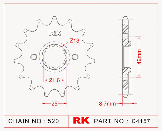 Sprocket Front RK-C4157-15 JTF516 Afam 24502