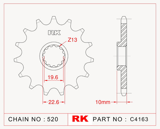 Sprocket Front RK-C4163-15 JTF432 Afam 22303