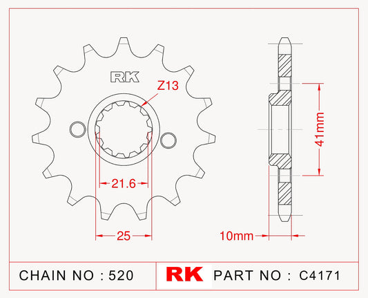Sprocket Front RK-C4171-14 JTF308 Afam 20509 - Special Order