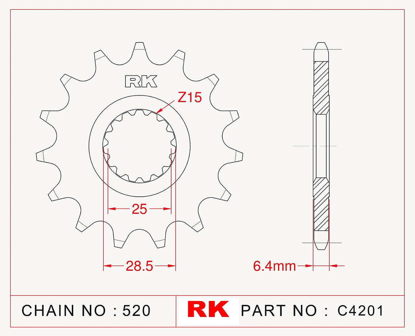 Sprocket Front RK-C4201-14 JTF1592 Afam 21608 JTF1592