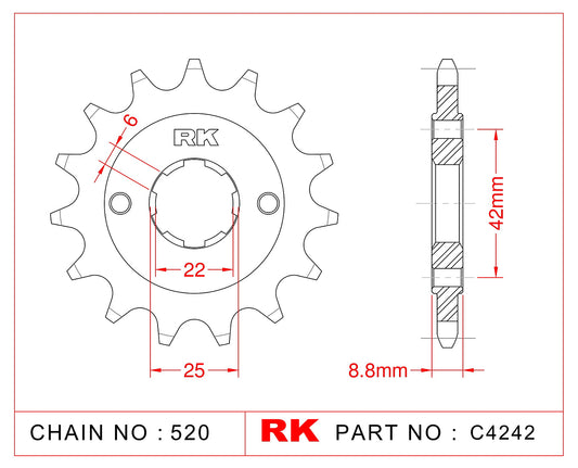 Sprocket Front RK-C4242-16 JTF276 Afam 20401