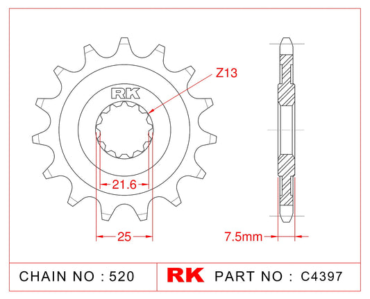 Sprocket Front RK-C4397-16 JTF1536 Afam 21601