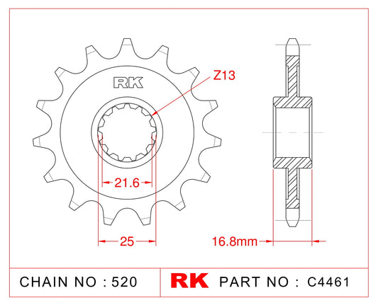 Sprocket Front RK-C4461-17 JTF1373 Afam 20617 JTF1373
