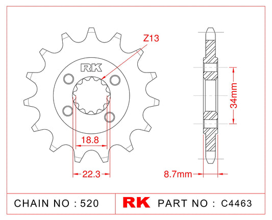 Sprocket Front RK-C4463/C4464-15 JTF1908 Afam 73305 JTF1908