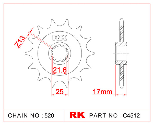 Sprocket Front RK C4512-15 JTF1299 JTF1381 AFAM 20407