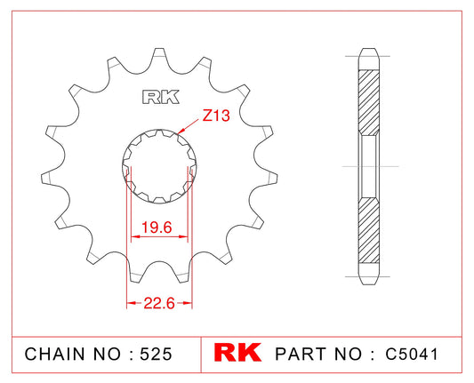 Sprocket Front RK-C5041-15 JTF520 Afam 28401 525 pitch