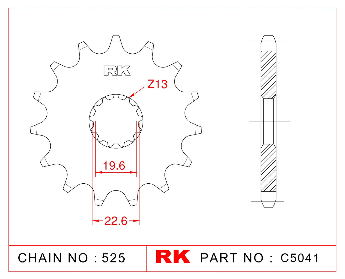 Sprocket Front RK-C5041-16 JTF520 Afam 28401 525 pitch