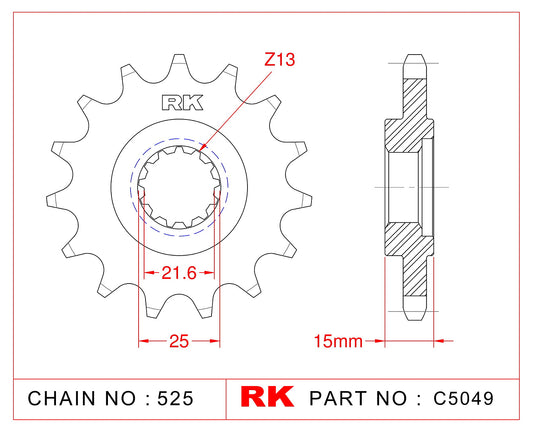 Sprocket Front RK-C5049-15 JTF1515 Afam 24506