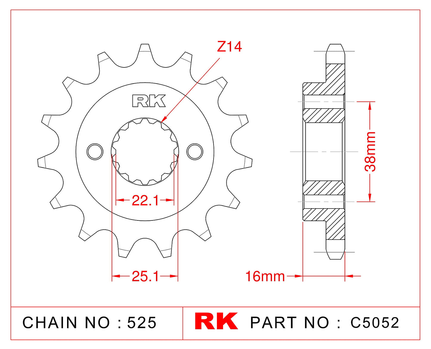 Sprocket Front RK-C5052-15 JTF 740-15 *525 Pitch*