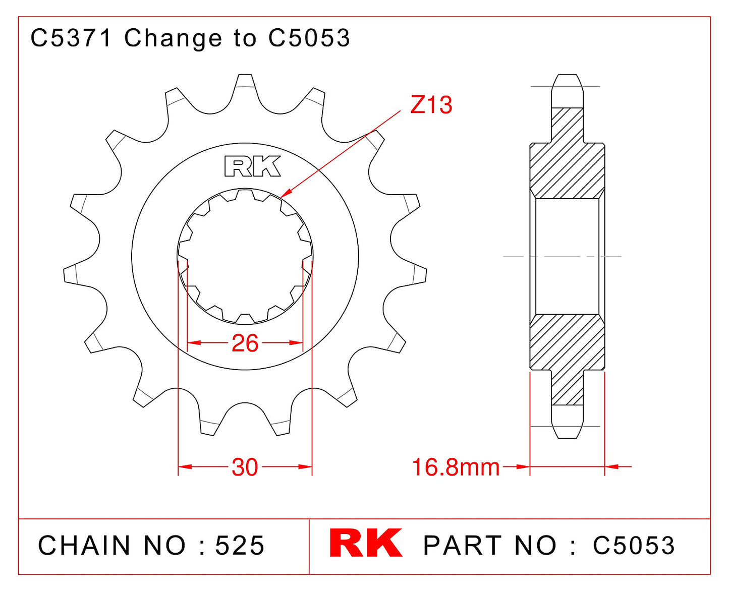 Sprocket Front RK-C5053-15 JTF1370 Afam 20612